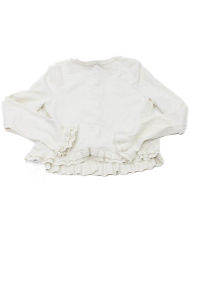 Milly Minis Childrens Girls Ruffled Button Down Cardigan Sweater White Size 12