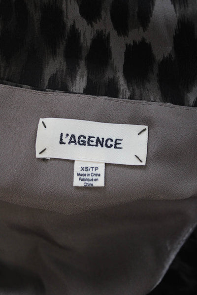 L'Agence Women Silk Leopard V-Neck Sleeveless Camisole Beige Size XS