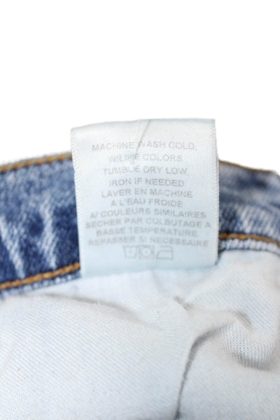 Re/Done Women High Rise Cropped Straight Jeans Blue Button Size 25