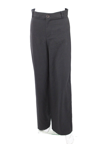 Zara Womens Black Striped Dress Pants Button Size S