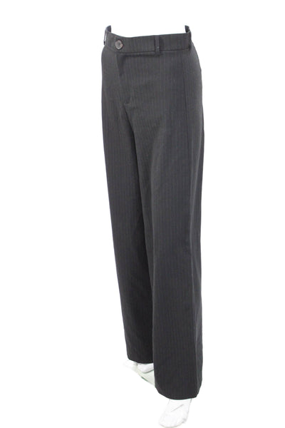 Zara Womens Black Striped Dress Pants Button Size S