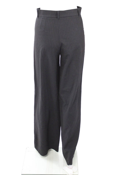 Zara Womens Black Striped Dress Pants Button Size S