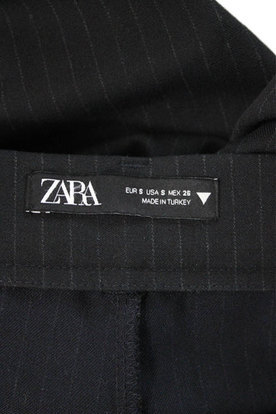 Zara Womens Black Striped Dress Pants Button Size S