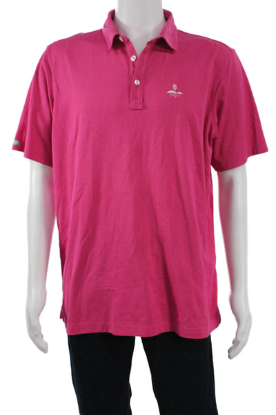 Straight Down Mens Pink Collared Short Sleeve Polo 57% Pima 43% Poly Size L