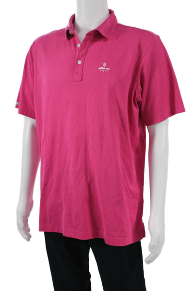 Straight Down Mens Pink Collared Short Sleeve Polo 57% Pima 43% Poly Size L