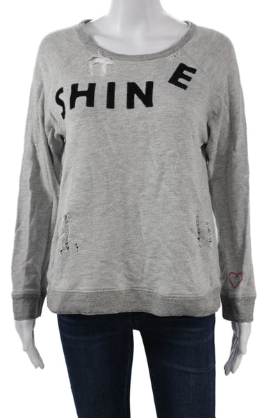 Sundry Womens Pullover Sweatshirt Gray Graphic Crewneck Long Sleeve Size 2