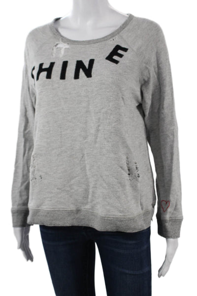 Sundry Womens Pullover Sweatshirt Gray Graphic Crewneck Long Sleeve Size 2