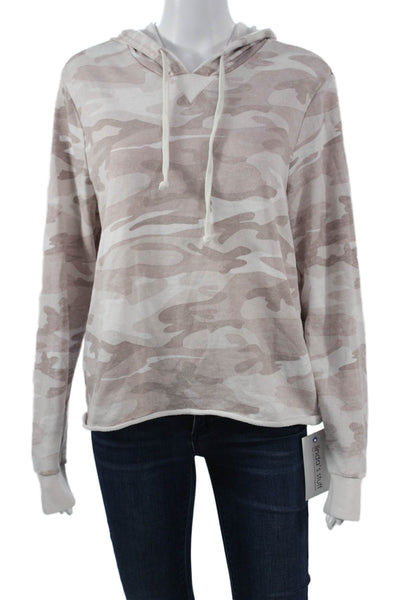 Alternative Women Pullover Hoodie Beige Camouflage Drawstring Size S