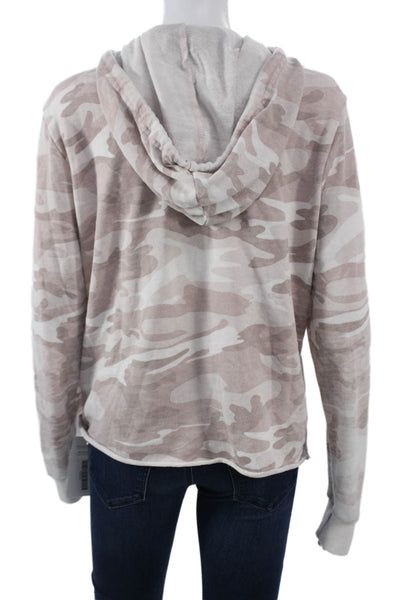 Alternative Women Pullover Hoodie Beige Camouflage Drawstring Size S