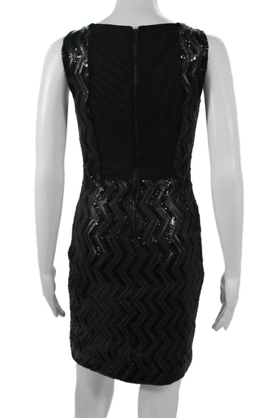 Alice + Olivia Women Bodycon Sheath Dress Black Sleeveless Round Neck Size 2
