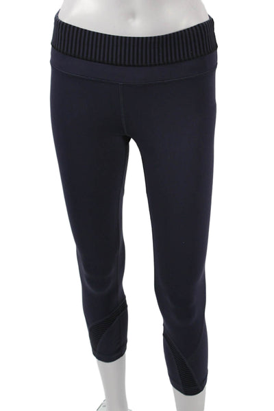 Lululemon Women Capri Cropped Leggings Dark Blue Nylon Blend Zip Size 4