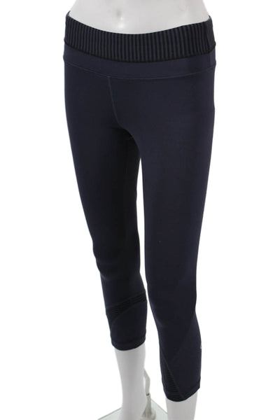 Lululemon Women Capri Cropped Leggings Dark Blue Nylon Blend Zip Size 4