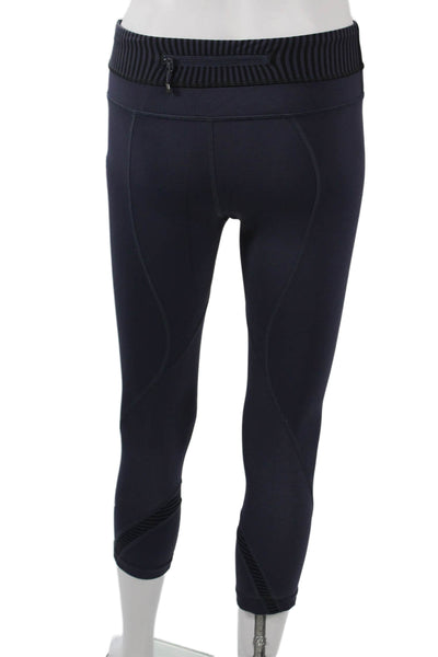 Lululemon Women Capri Cropped Leggings Dark Blue Nylon Blend Zip Size 4
