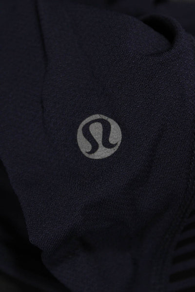 Lululemon Women Capri Cropped Leggings Dark Blue Nylon Blend Zip Size 4
