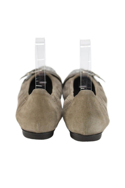 AGL Womens Metallic Snake Print Cap Toe Suede Ballet Flats Brown Size 39