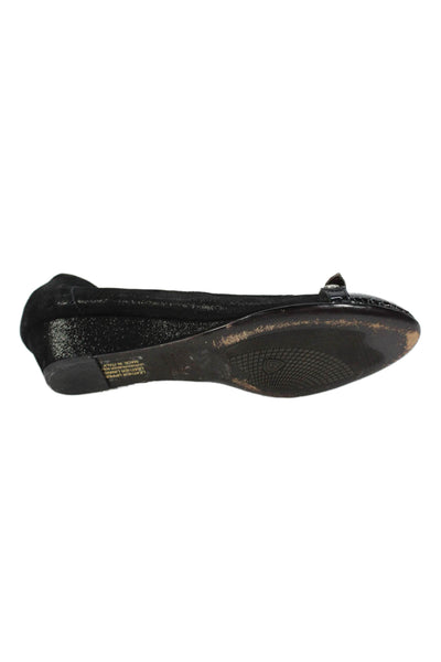 AGL Womens Slip On Snake Printed Cap Toe Suede Ballet Flats Black Size 39.5
