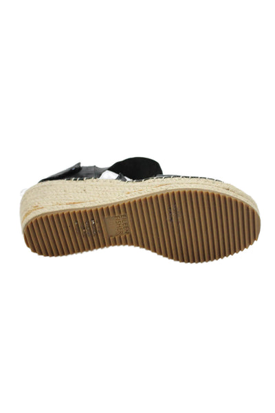 Eileen Fisher Womens Wedge Heel Ankle Strap Espadrilles Sandals Black Size 9.5
