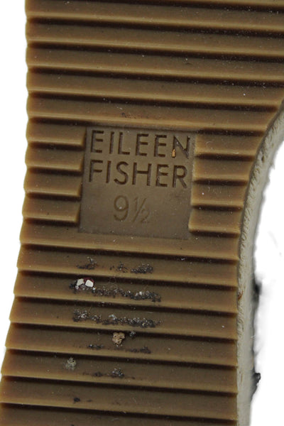 Eileen Fisher Womens Wedge Heel Ankle Strap Espadrilles Sandals Black Size 9.5