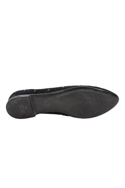 AGL Womens Slip On Round Toe Suede Grommet Ballet Flats Black Size 39.5