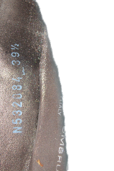 AGL Womens Slip On Round Toe Suede Grommet Ballet Flats Black Size 39.5