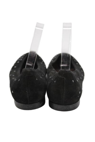 AGL Womens Slip On Round Toe Suede Grommet Ballet Flats Black Size 39