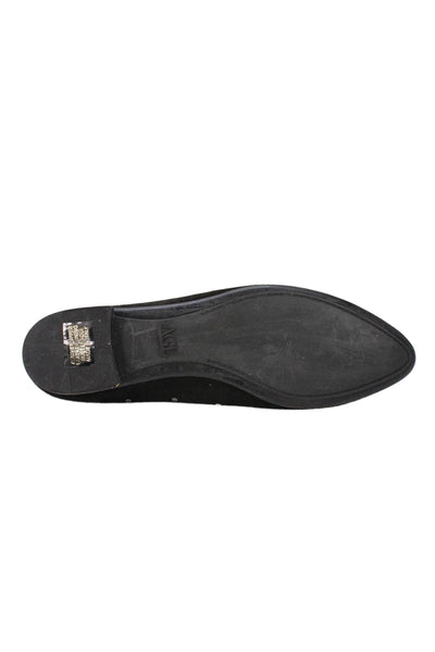AGL Womens Slip On Round Toe Suede Grommet Ballet Flats Black Size 39