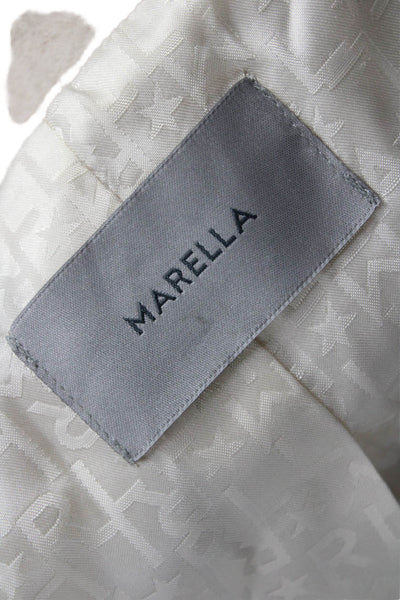 Marella Women Overcoat Beige Wool Blend Collared Buckle Long Sleeve Size M