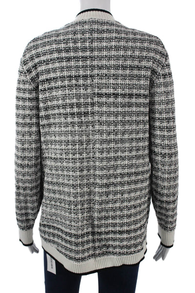 Ted Baker London Women Black Check V-Neck Button Cardigan Long Sleeve Size L