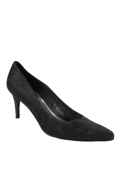 Stuart Weitzman Womens Pointed Toe Pumps Black Metallic Size 10 Medium