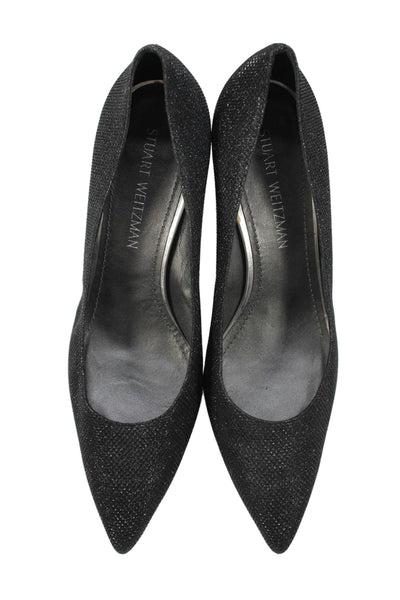 Stuart Weitzman Womens Pointed Toe Pumps Black Metallic Size 10 Medium