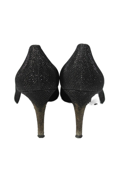 Stuart Weitzman Womens Pointed Toe Pumps Black Metallic Size 10 Medium