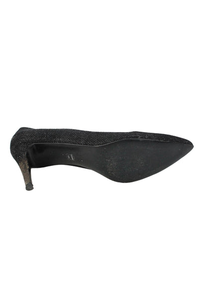 Stuart Weitzman Womens Pointed Toe Pumps Black Metallic Size 10 Medium
