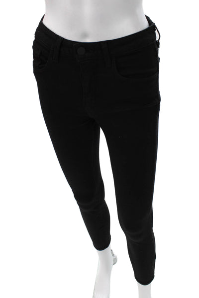 L'Agence Womens Ankle Skinny Jeans Black Button 26 Inseam Size 25