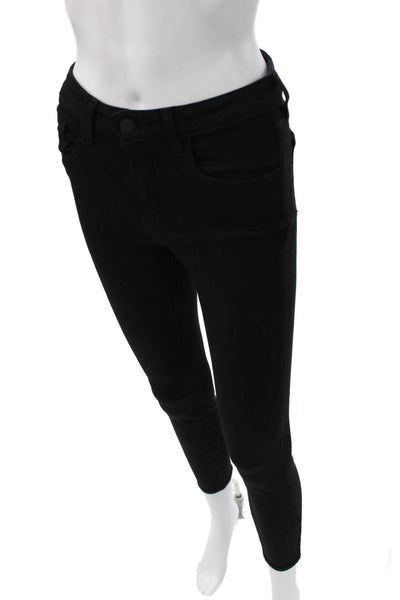 L'Agence Womens Ankle Skinny Jeans Black Button 26 Inseam Size 25