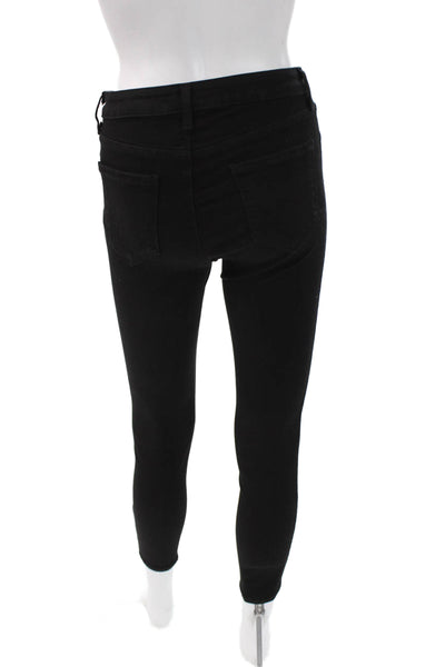 L'Agence Womens Ankle Skinny Jeans Black Button 26 Inseam Size 25