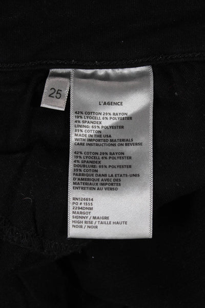 L'Agence Womens Ankle Skinny Jeans Black Button 26 Inseam Size 25