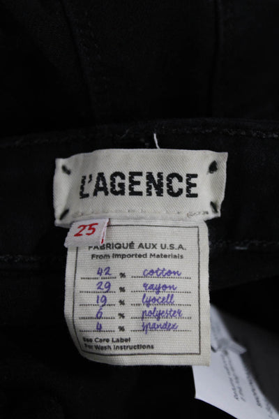 L'Agence Womens Ankle Skinny Jeans Black Button 26 Inseam Size 25