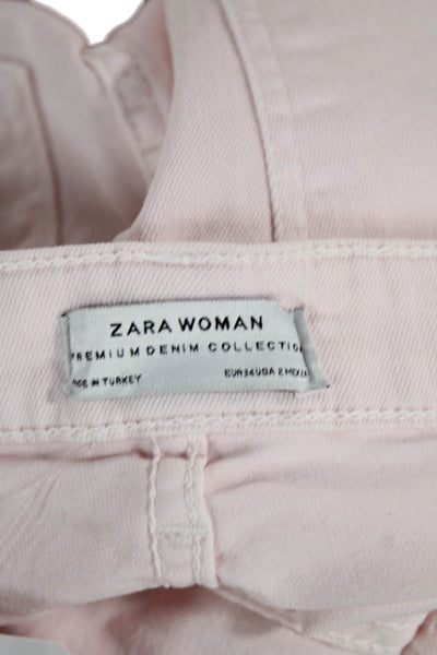 Zara Women Ankle Jeggings Pink Button Closure Size 2