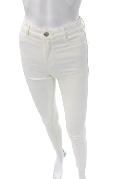 Zara Womens White Jeggings Cotton Elastane Button Size 24
