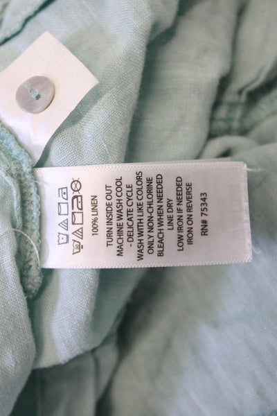 Sigrid Olsen Women Tunic Button-Up Linen V-Neck Light Blue Sleeveless Size M