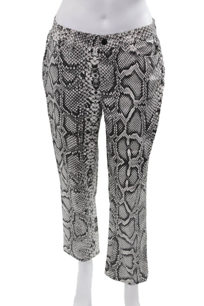 Joes Women Cropped Pants Black Snake Print Button 97% Cotton 3% Spandex Size 29