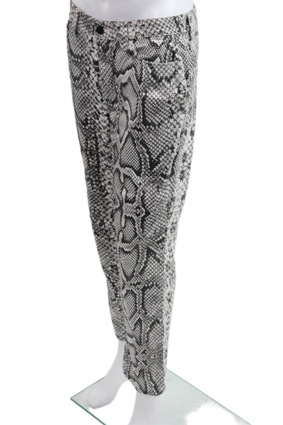 Joes Women Cropped Pants Black Snake Print Button 97% Cotton 3% Spandex Size 29