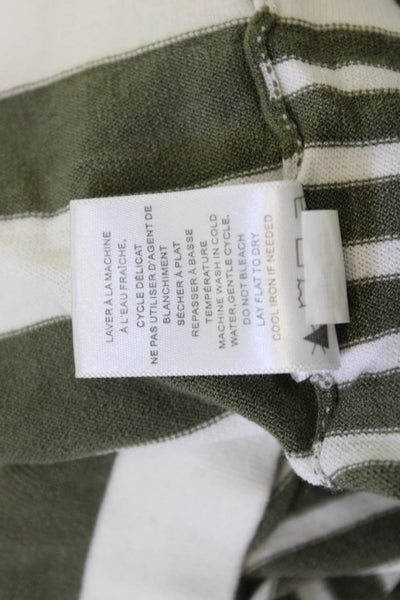 Renuar Womens Basic Striped Green Crew Neck 3/4 Sleeve T Shirt Size M