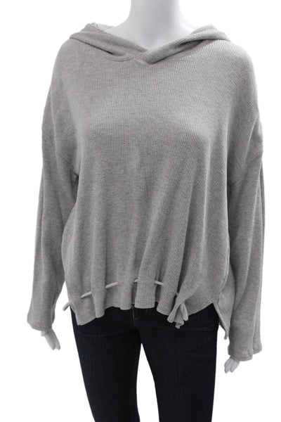 Skin Womens Pullover Hoodie Gray Drawstring Long Sleeve Size 1