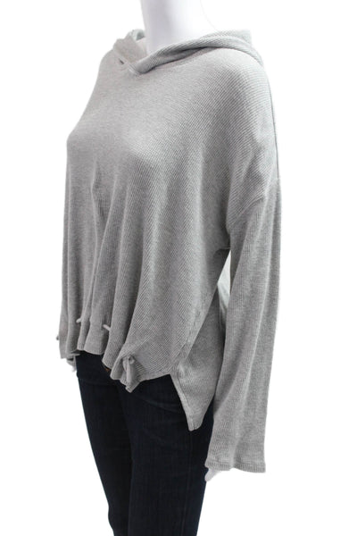 Skin Womens Pullover Hoodie Gray Drawstring Long Sleeve Size 1