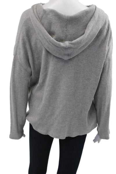 Skin Womens Pullover Hoodie Gray Drawstring Long Sleeve Size 1