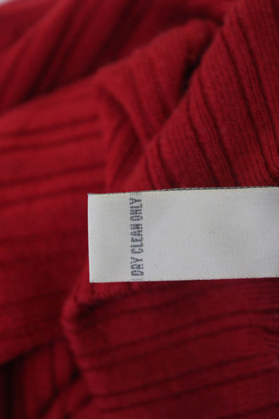 Lord & Taylor Womens Pullover Sweater Red Mock Neck Striped Merino Wool Size M