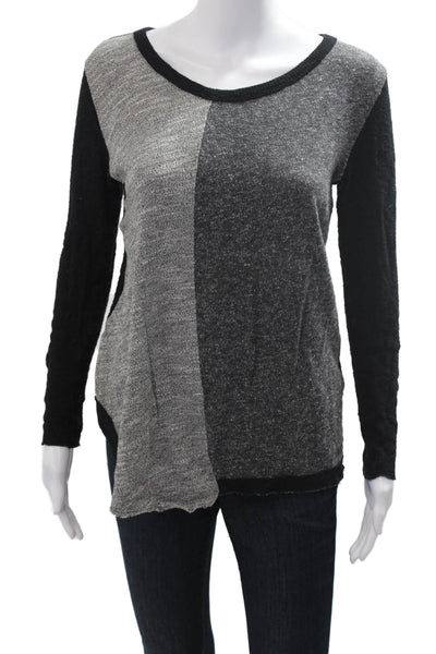 Pete Womens Pullover Black Round Neck Long Sleeve Cotton Rayon Grunge Size M