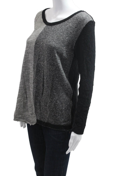 Pete Womens Pullover Black Round Neck Long Sleeve Cotton Rayon Grunge Size M
