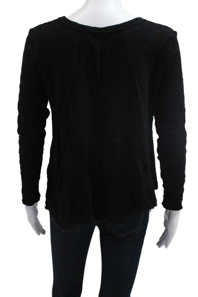 Pete Womens Pullover Black Round Neck Long Sleeve Cotton Rayon Grunge Size M